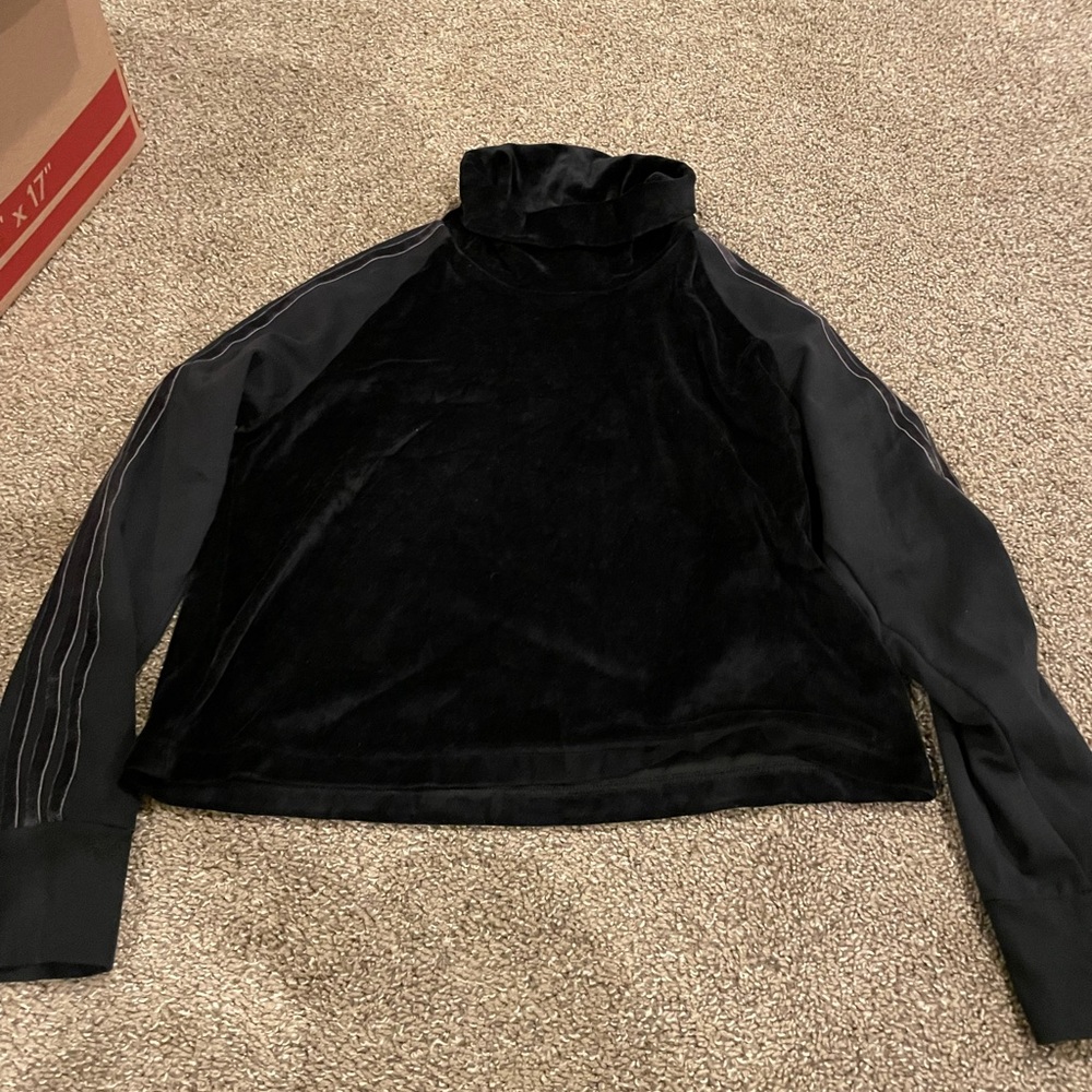 Adidas velvet turtleneck cropped tee